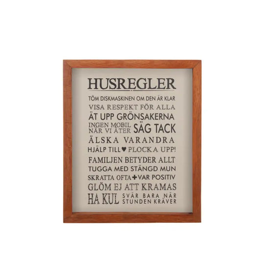 DD Trätavla ’ Husregler ’ 25x30cm - Present