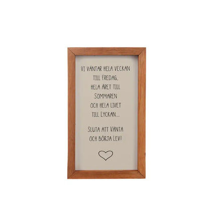 DD Trätavla ’Vi väntar...’ sand 15x25cm - Present