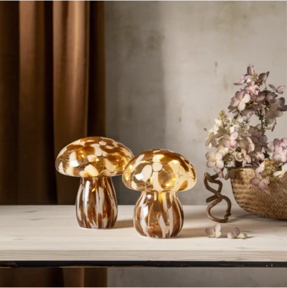 Funghi Glasdekoration LED med timer 15 cm - Bordslampa