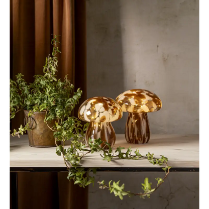 Funghi Glasdekoration LED med timer 15 cm - Bordslampa