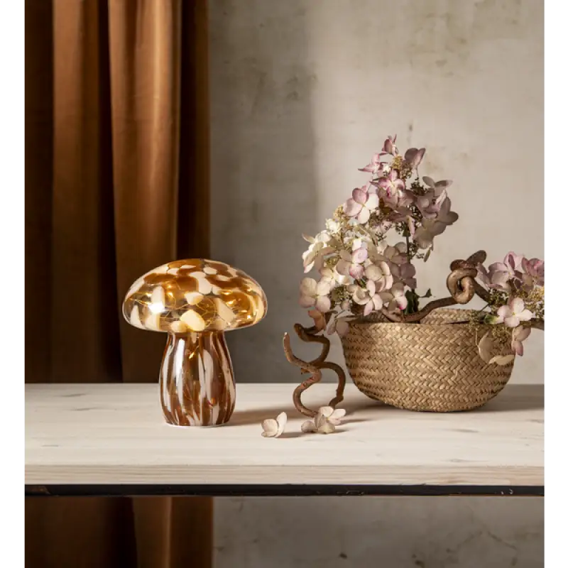 Funghi Glasdekoration LED med timer 17 cm - Lampa