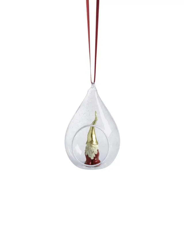 Glaskula Tomten Fritte röd - Jul