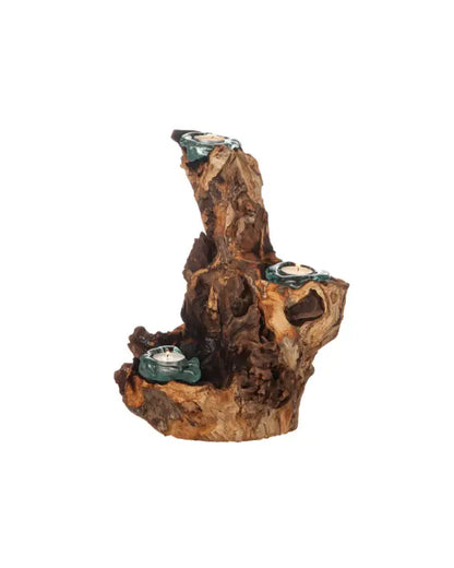 Glaslykta på trärot 3 glas 30 cm - Trärot