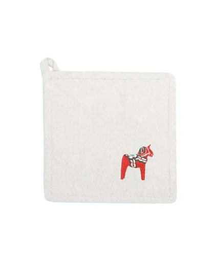 Grytlapp Rättvik linne/vit med brodyr - Grytlapp