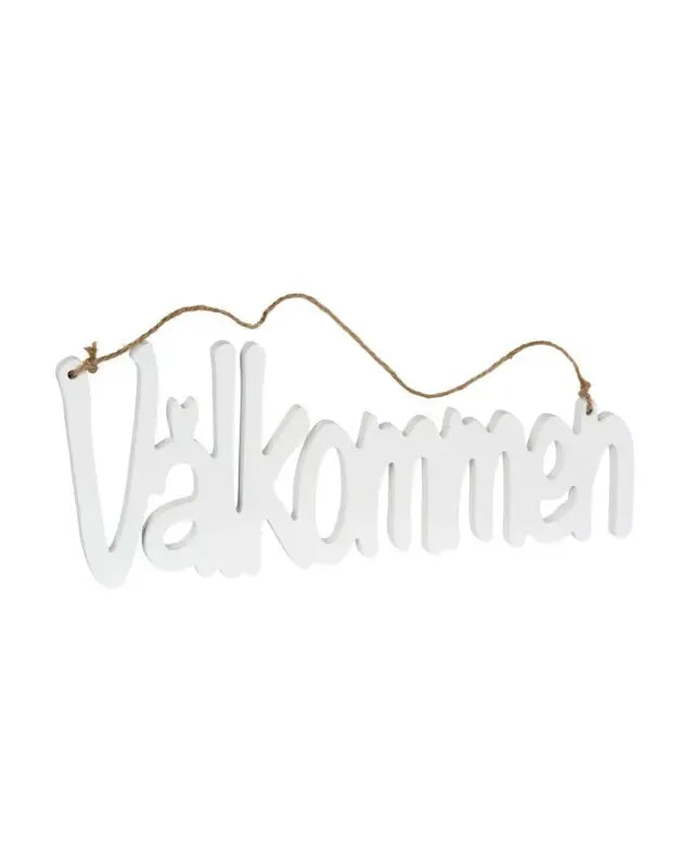 Hänge Välkommen i trä 12x30 cm vit - Skylt