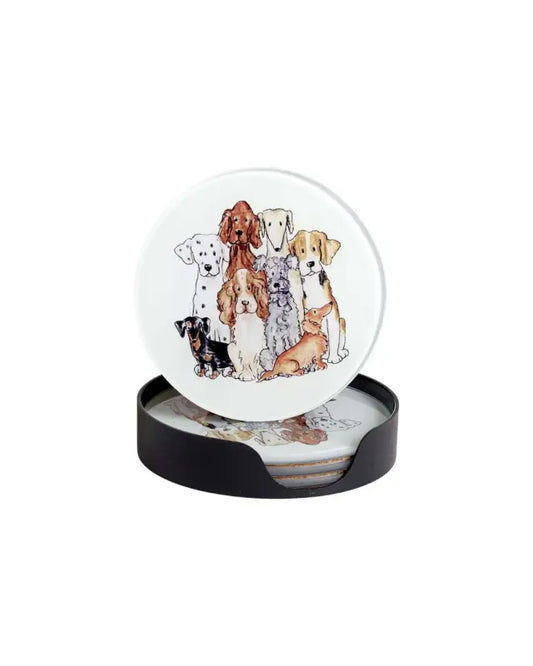 Hund Glasunderlägg 10 cm 4-pack - Glas