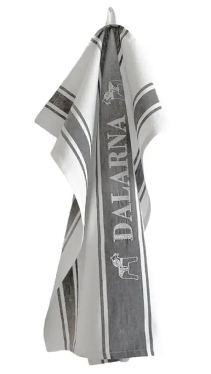 Kökshandduk dalarna häst mörkgrå/vit - Kökshandduk