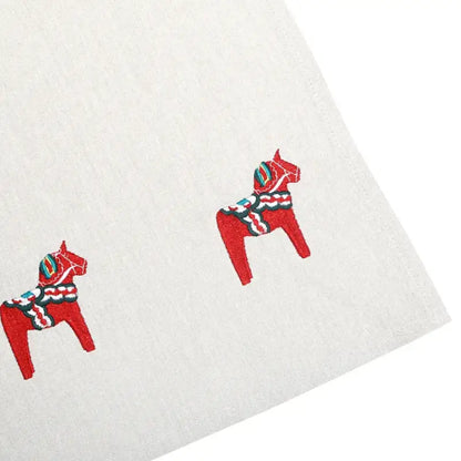 Kökshandduk Rättvik 45x60 cm linne/vit med brodyr - Kökshandduk