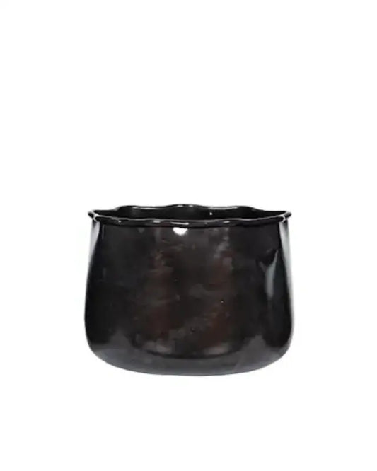 Kruka Plisse Emalj Grey Onyx Medium - Kruka