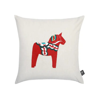 Kuddfodral Rättvik 45x45 cm linne/vit med brodyr - Kuddfodral