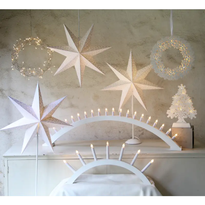 Kulle träljusstake vit - Jul