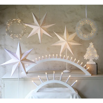 Kulle träljusstake vit - Jul