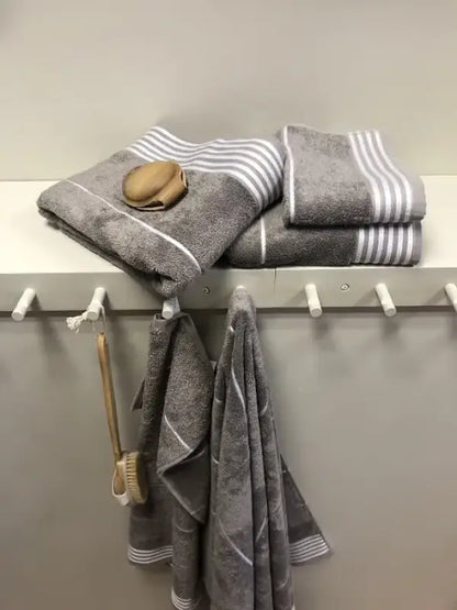 Kungshamn handduk bambu 50x70 grå/vit - Handduk