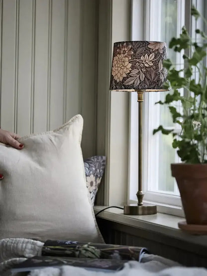 Liam Bordslampa med Dahlia skärm brun fot mässing 56 cm - Bordslampa