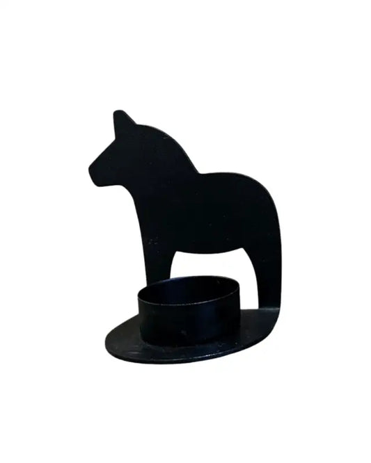 Ljuslykta Dalahäst svart 10 cm
