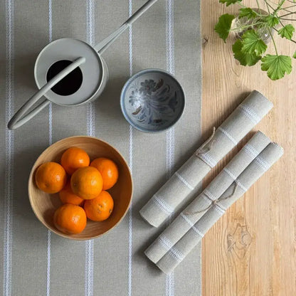 Löpare Herman 33x240 cm linne/vit - Bordslöpare