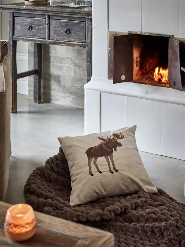 Moose kuddfodral 45x45 cm linne - Kuddfodral