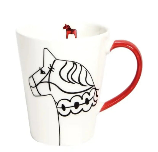 NG Dalahäst Mugg Kontur vit - Kaffekopp