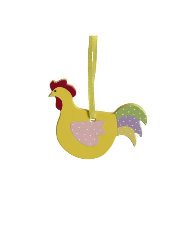 NG Hängande Tupp i trä gul - PÅsk