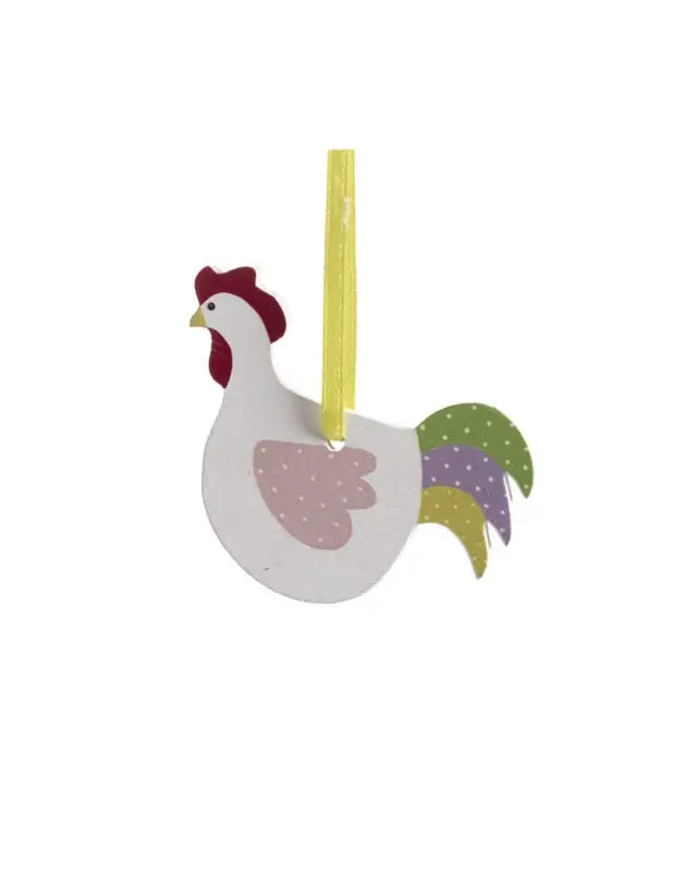NG Hängande Tupp i trä vit - Påsk