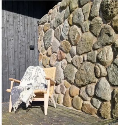 Pläd dalahäst/kurbits grå/svart - Pläd