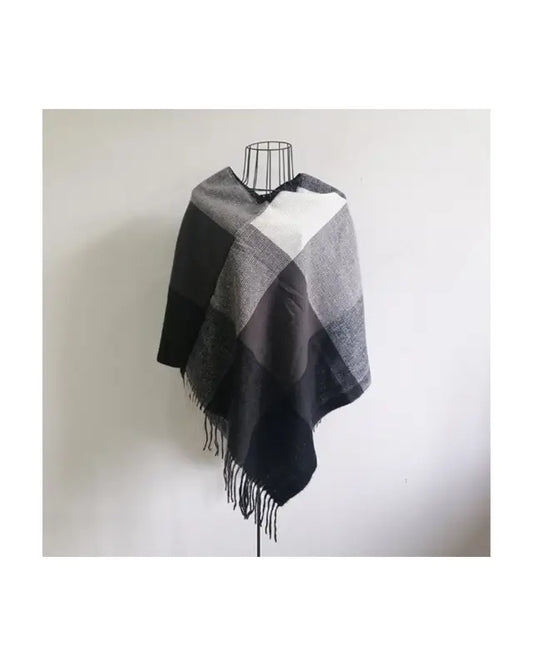 Poncho Melinda one size svart/grå - Poncho