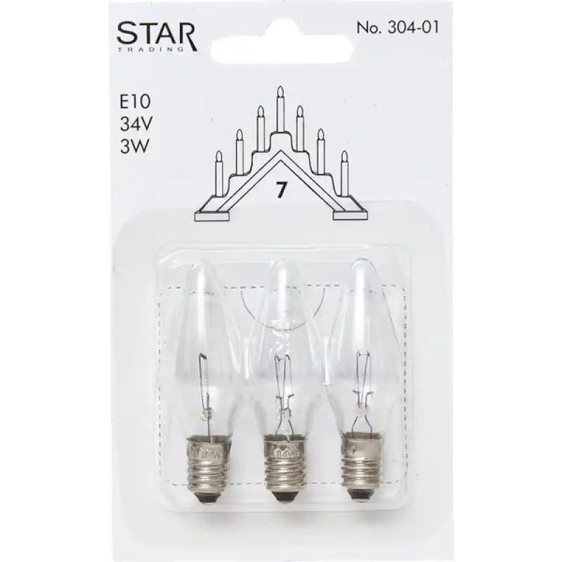 Reservlampa 3-pack E10 34V 3W - Reservlampa