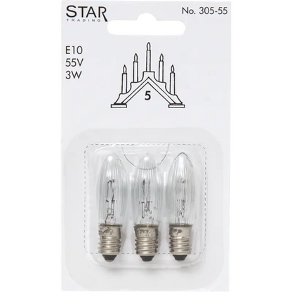 Reservlampa 3-pack E10 55V 3W - Reservlampa