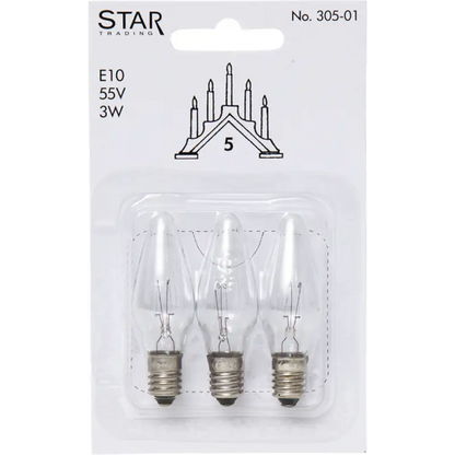 Reservlampa 3-pack E10 55V 3W - Reservlampa