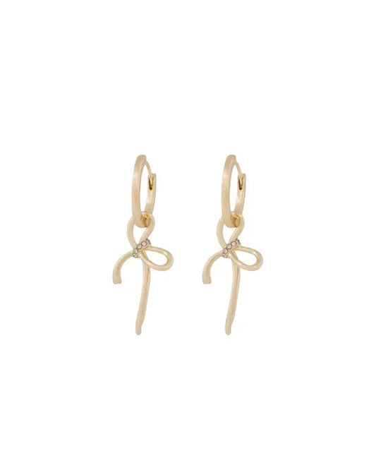 Ribbon small pendant ear g/clear - Örhängen