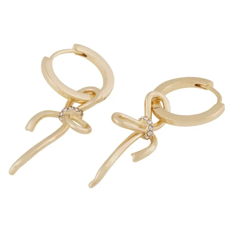 Ribbon small pendant ear g/clear - Örhängen