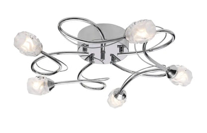 Rose krom plafond 5-arm - Plafond