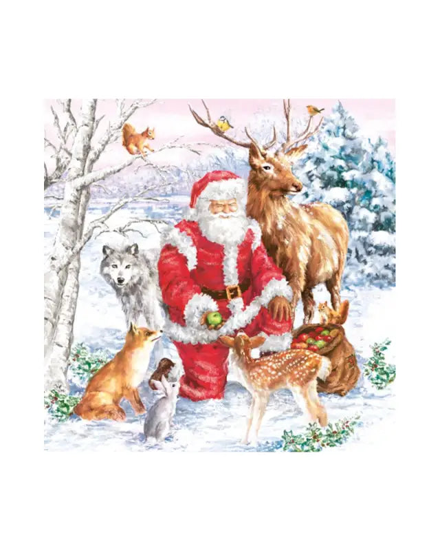 Servett Santa & Animals 33x33 cm - Jul