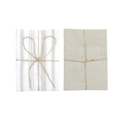 Simon kökshandduk 2-pack linne/vit - Kökshandduk