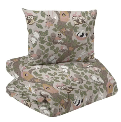 Skogsliv 2-dels påslakanset beige - Bäddset
