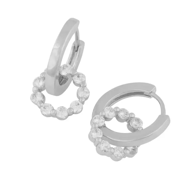 SNÖ Eira crystal circle ring ear silver/clear - Örhängen
