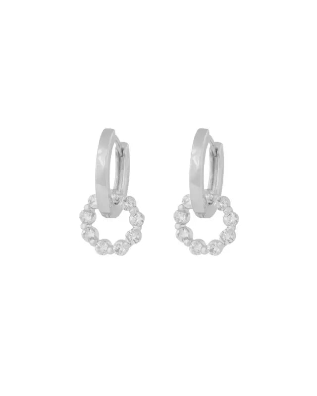 SNÖ Eira crystal circle ring ear silver/clear - Örhängen