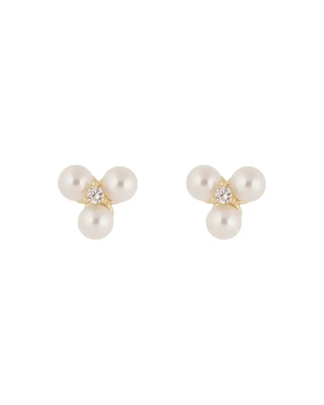 Snö Eira tripple pearl ear g/white - Örhängen