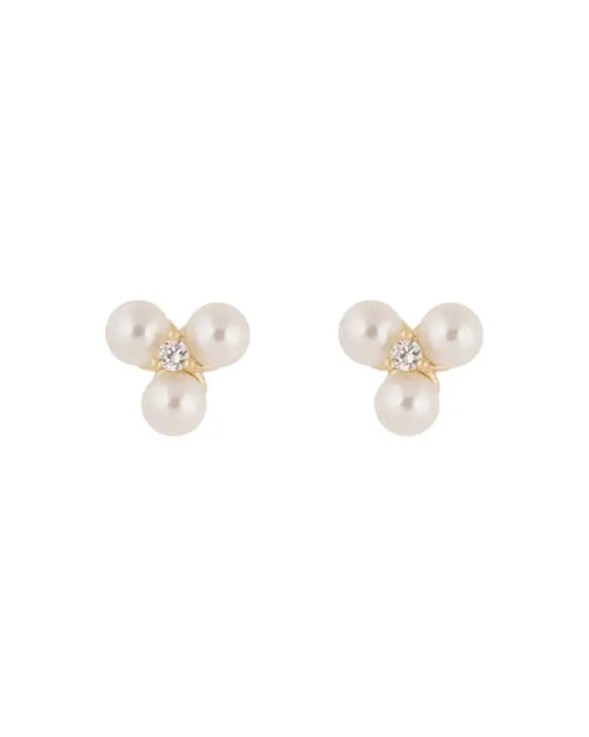 Snö Eira tripple pearl ear g/white - Örhängen