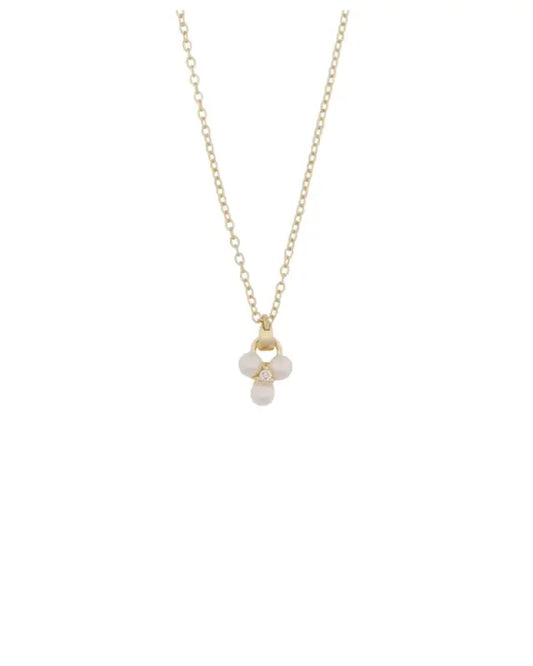 Snö Eira tripple pearl pendant neck 45cm g/white - Halsband