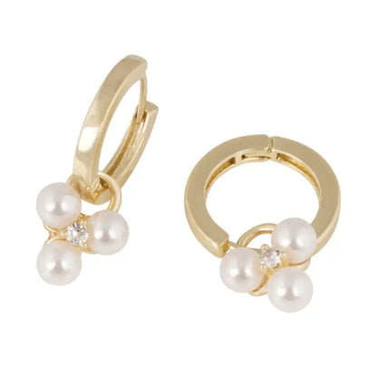 Snö Eira tripple pearl ring ear g/white - Örhängen