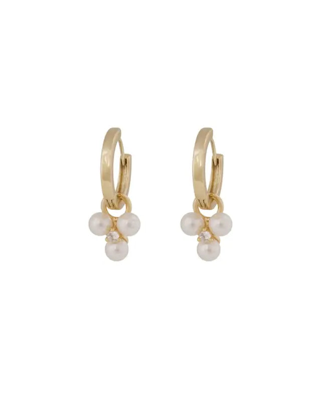 Snö Eira tripple pearl ring ear g/white - Örhängen