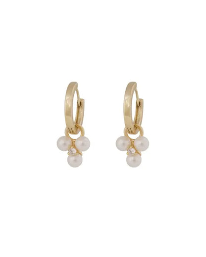 Snö Eira tripple pearl ring ear g/white - Örhängen
