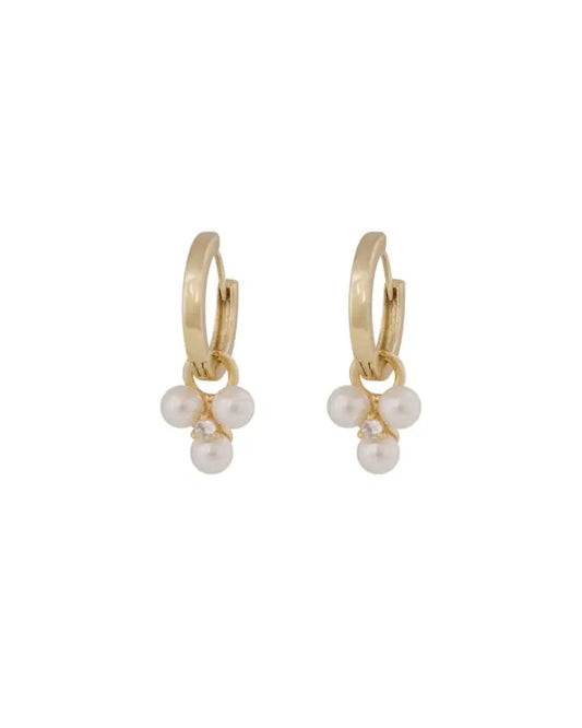 Snö Eira tripple pearl ring ear g/white - Örhängen