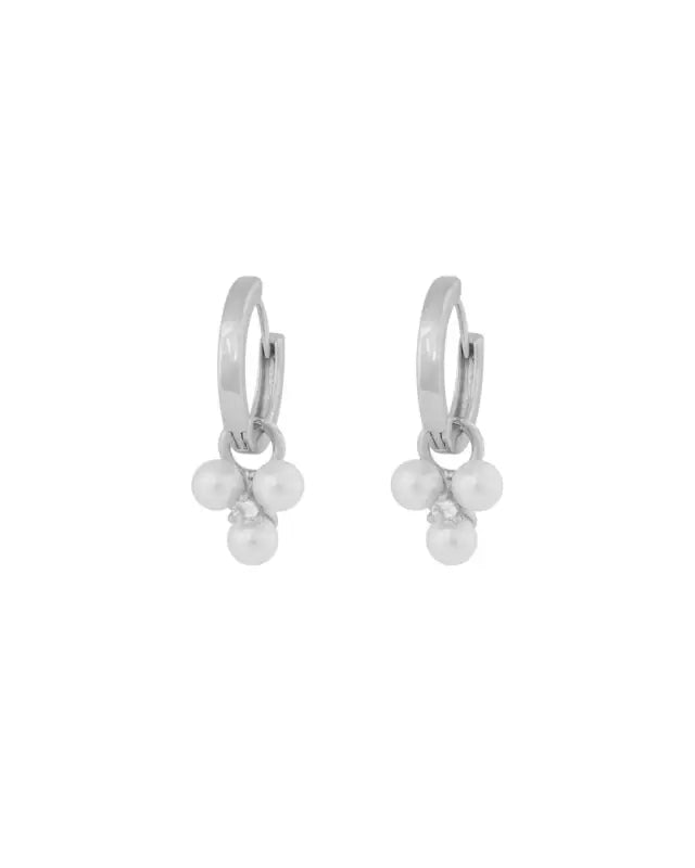 Snö Eira tripple pearl ring ear s/white - Örhängen