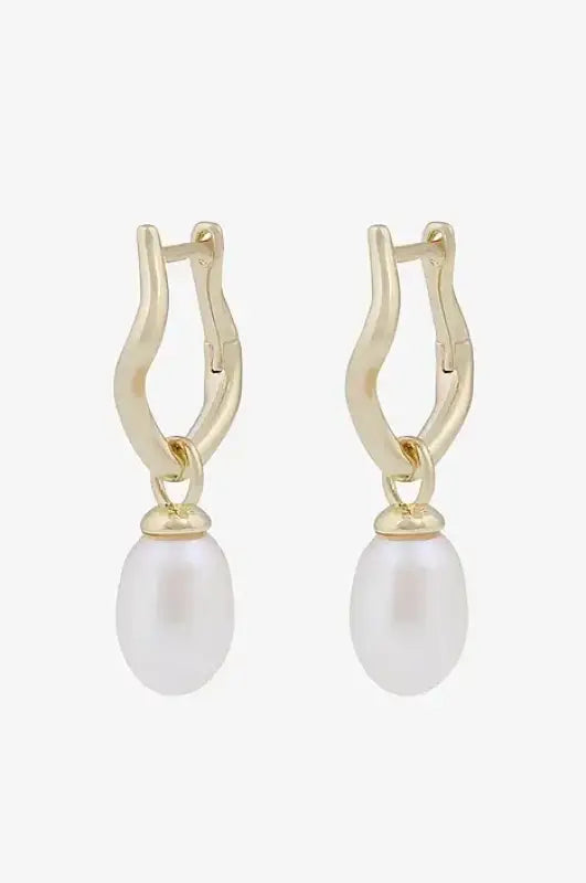 Snö Hilma small ring pendant ear g/white - Örhänge