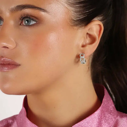 SNÖ Honey stone oval ear silver/clear - Örhänge