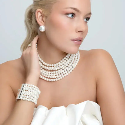 SNÖ ICON Megan big neck 7 string silver/white 45 cm - Halsband