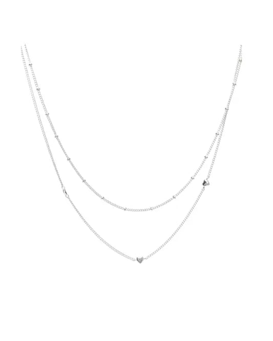 Snö Lovely double chain neck 40 cm silver - Halsband