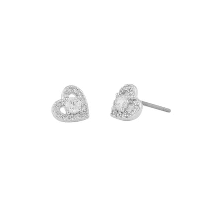 SNÖ Nisi heart small ear silver/clear - Örhänge